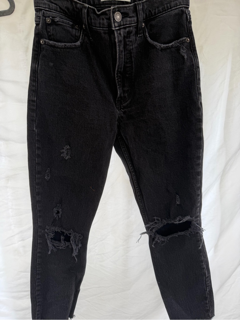Abercrombie & Fitch Black Slim Straight Distressed Jeans